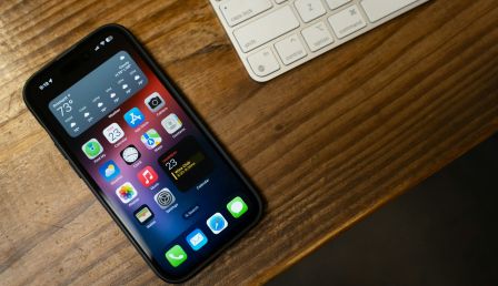 iPhone on Top of a Wooden Table