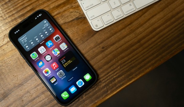 iPhone on Top of a Wooden Table