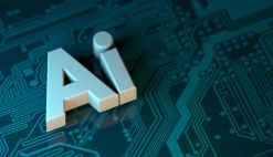 AI 3D Image with Circuit Board Background